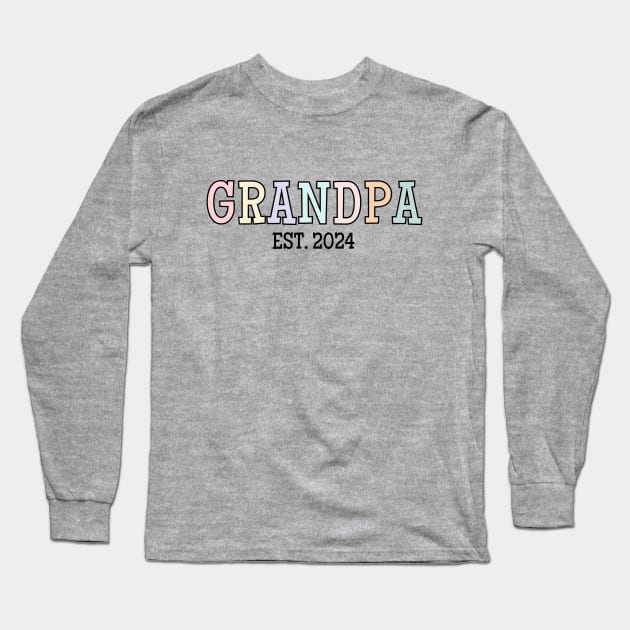 Grandpa Est 2024, New Grandpa, Grandfather Reveal Long Sleeve T-Shirt by WaBastian